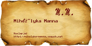 Mihályka Manna névjegykártya